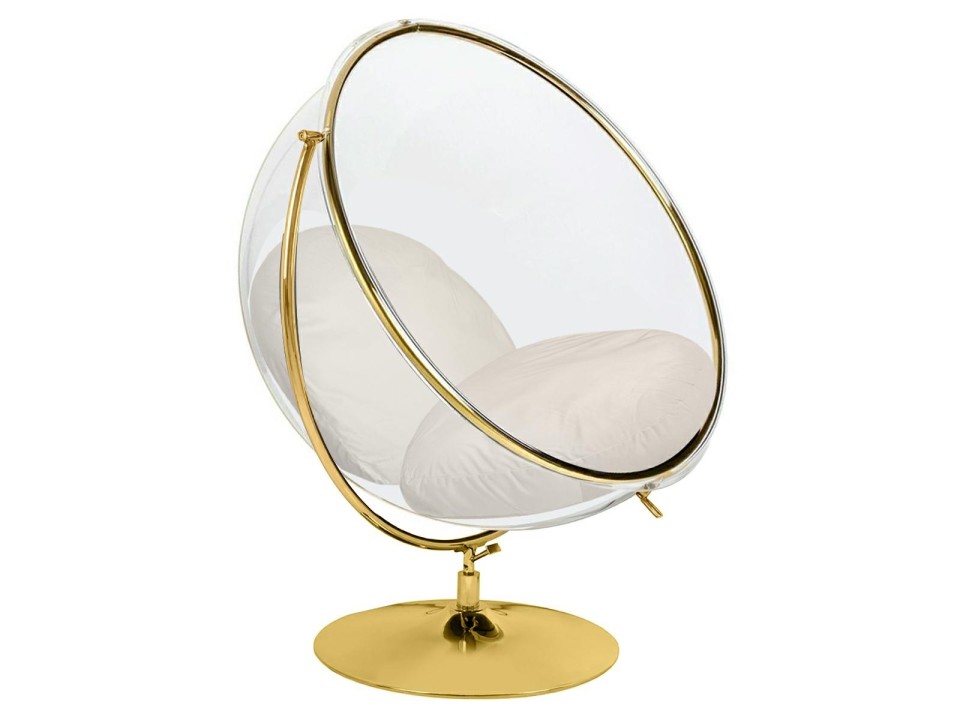 Fotel BUBBLE STAND 2 GOLD VELVET poduszka beżowa - King Home